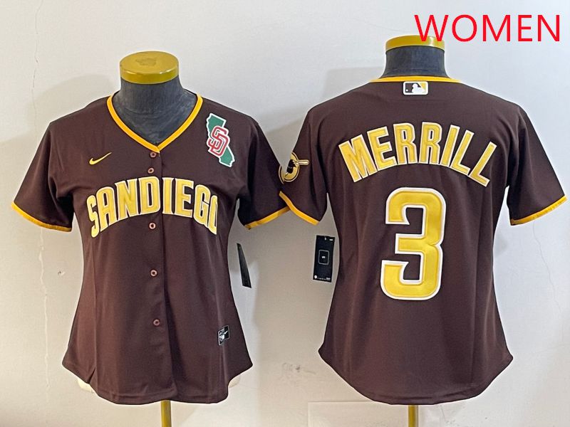 Women San Diego Padres #3 Merrill Brown Game 2025 Nike MLB Jersey style 1